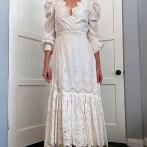 Love Shack Fancy Carmel Silk Dress